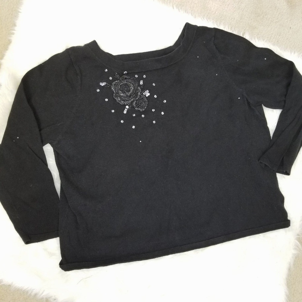 Lane Bryant Size 22/24 Black Sweater Floral Top